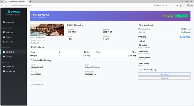 Website quản lý và thuê phòng khách sạn với chức năng cơ bản quản lý và chatbot, thanh toán paypal - Image 2